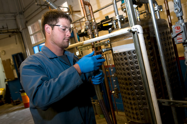 Man in a technical facility