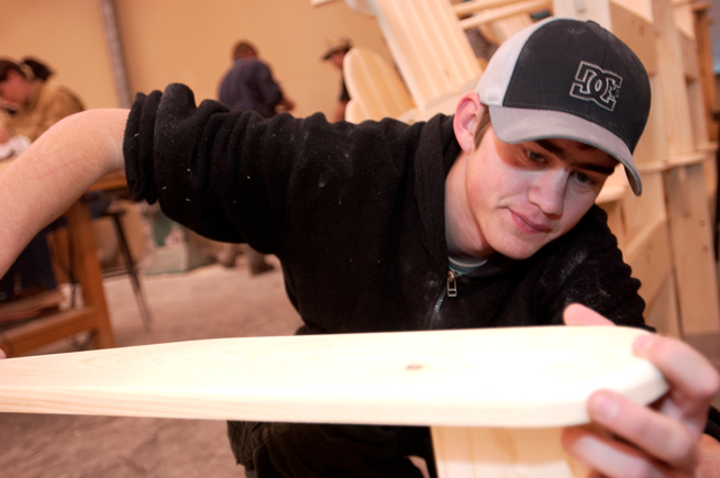 Furniture maker in a workshop