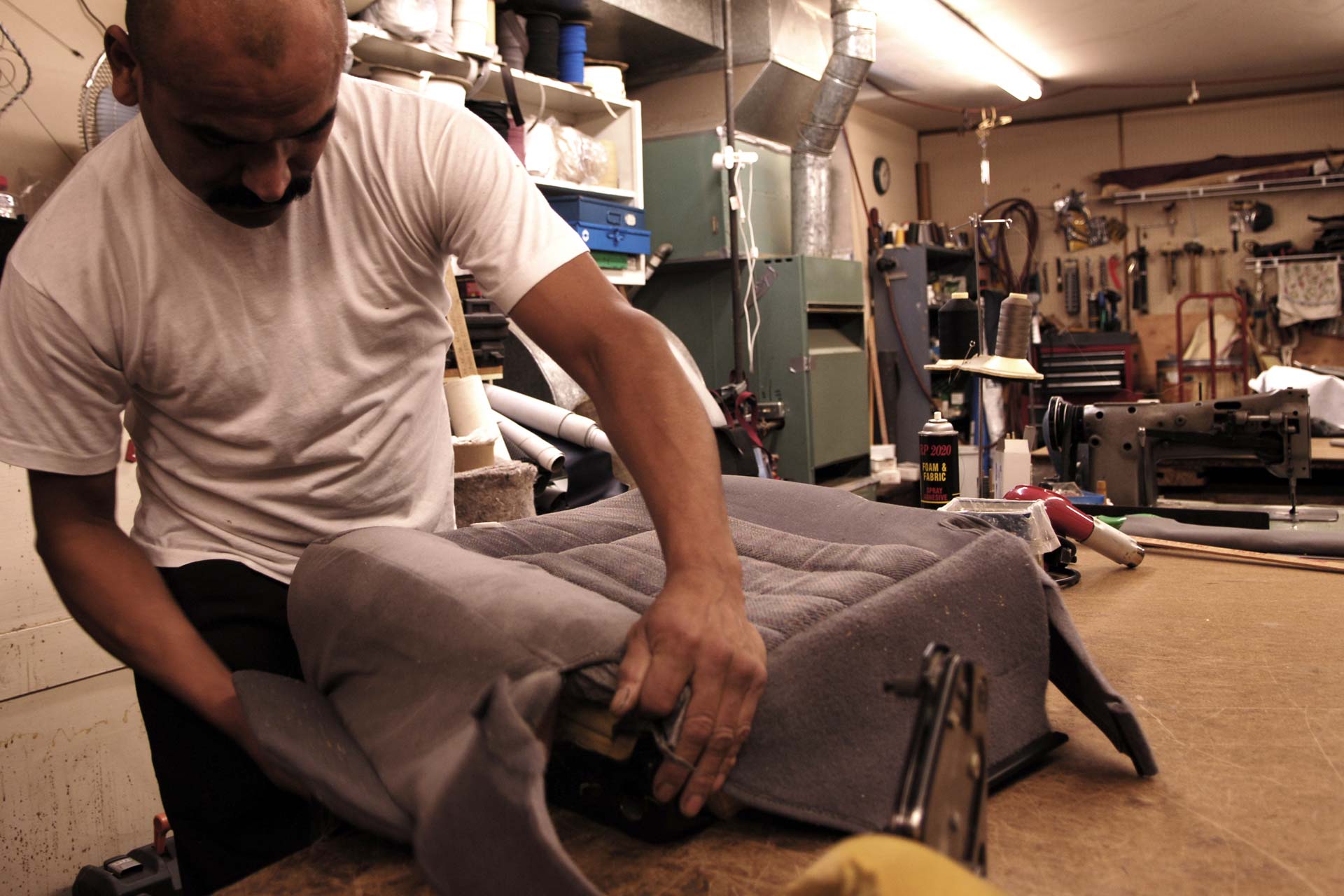 Man working in a car repair shop