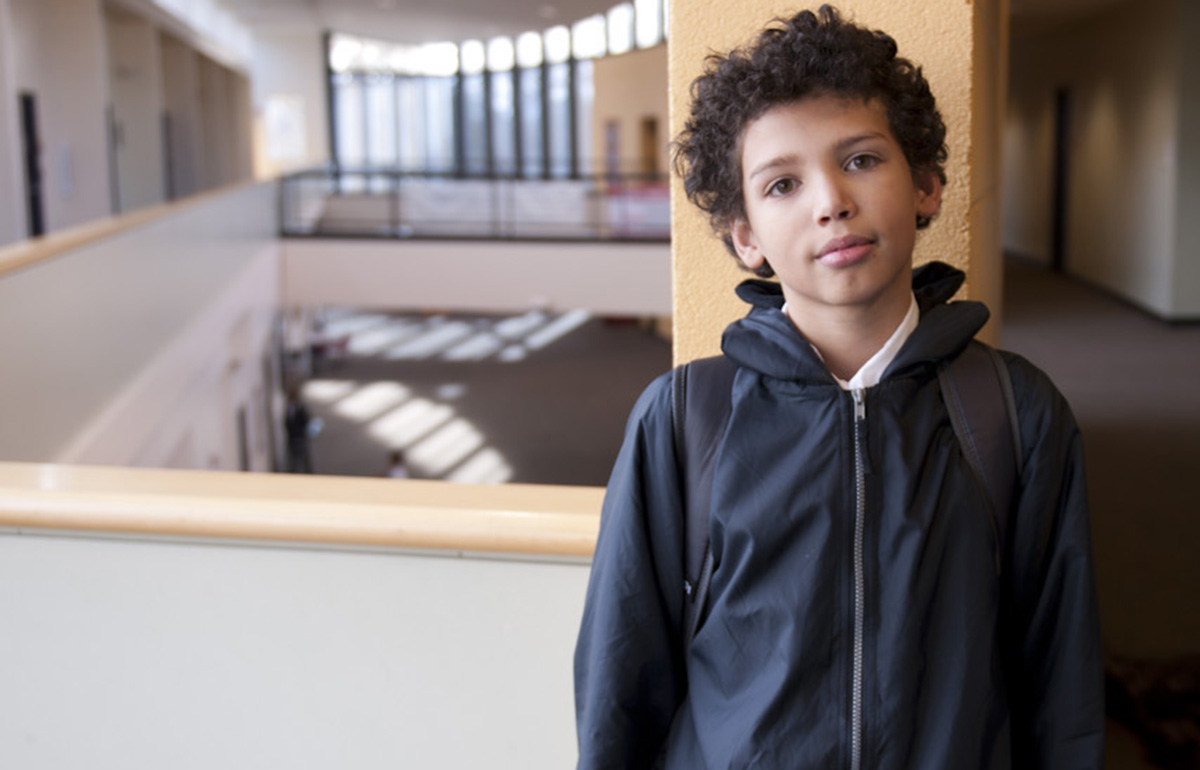 Young boy in a school