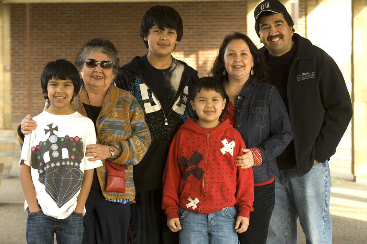 Native family outside of NAYA Community Center