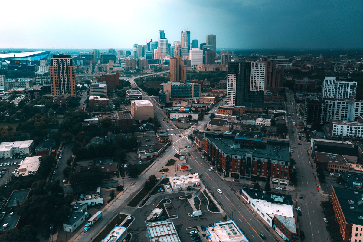 Aerial view of Minneapolis, by Kevin Nalty