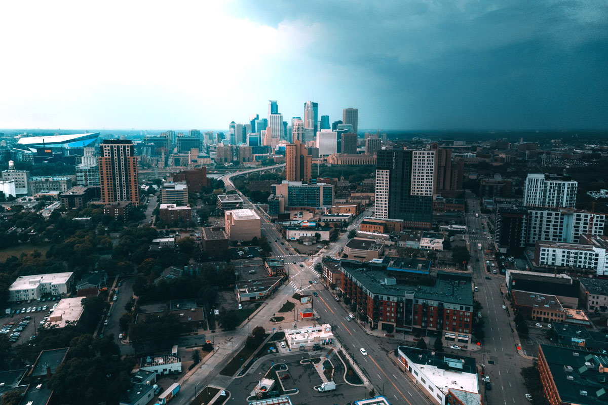 Aerial view of Minneapolis, by Kevin Nalty
