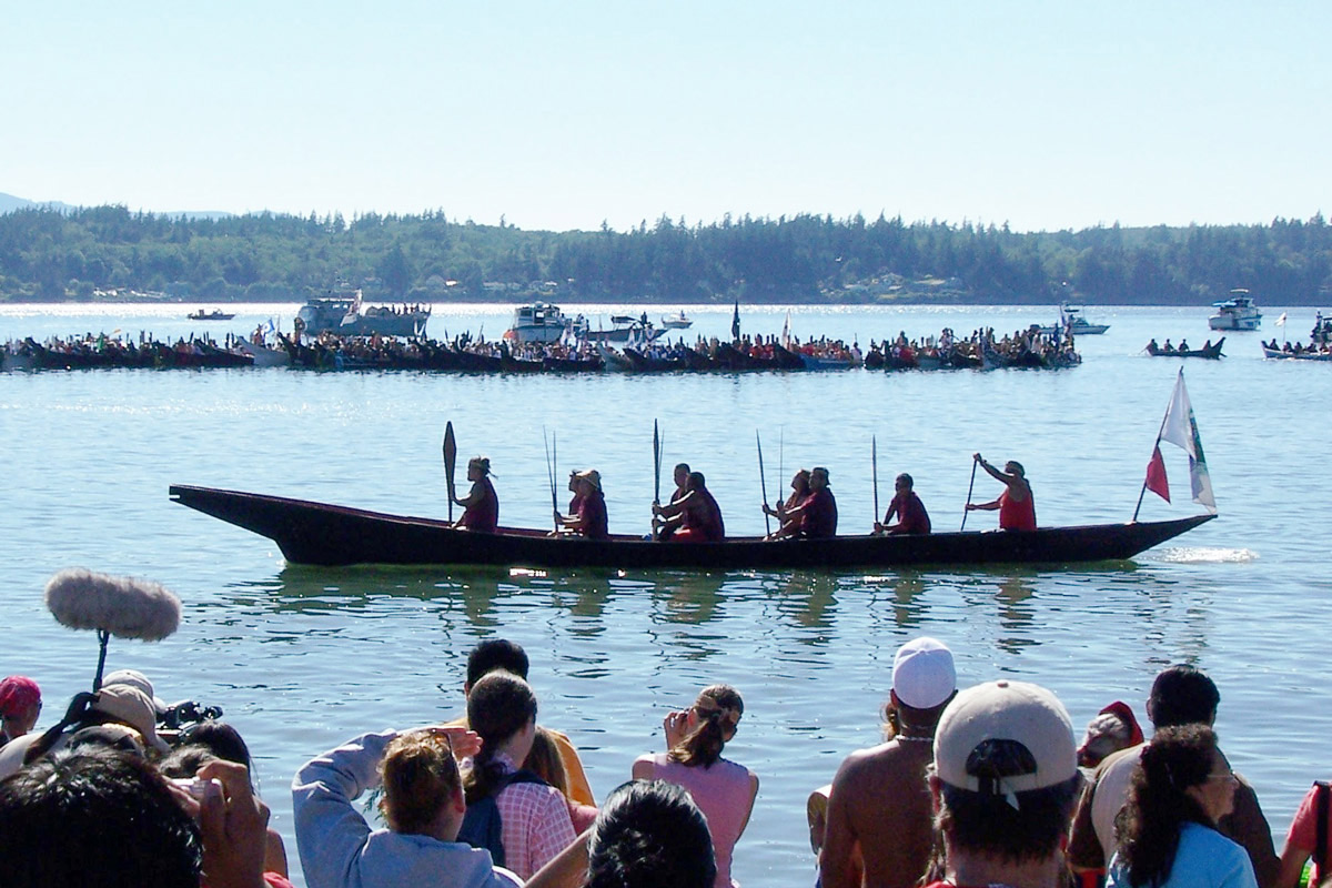 Gathering of the Eagles Canoe Encampment on Lummi Nation territory in the Pacific Northwest